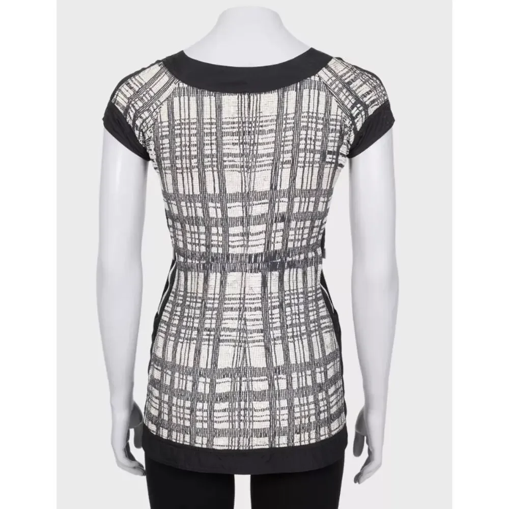 Chanel Vintage Black & White Short Sleeve Zip Cardigan FR 34 / XS